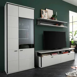 Wohnwand in Weiß und Schwarzgrau - Loazin (dreiteilig)^Wohnen Best