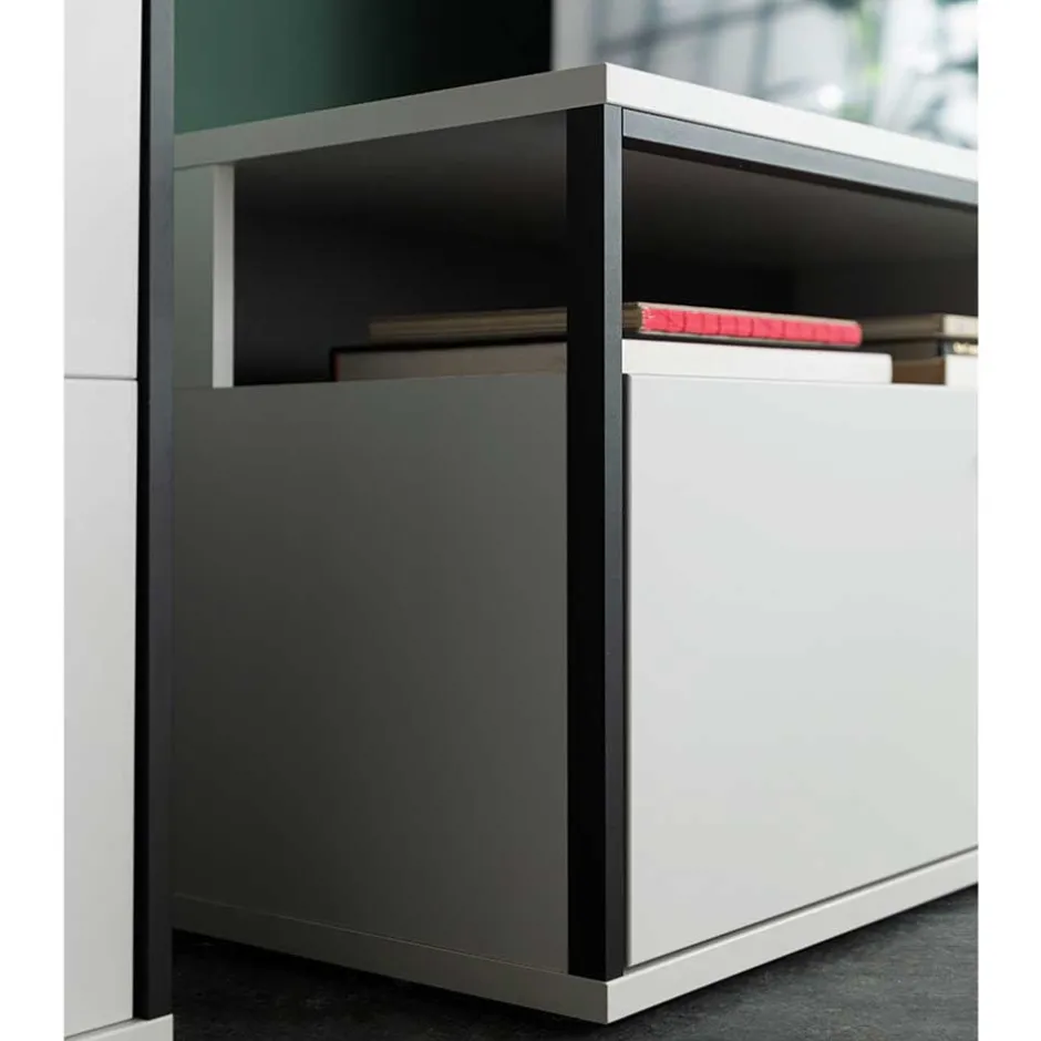 Wohnwand in Weiß und Schwarzgrau - Loazin (dreiteilig)^Wohnen Best