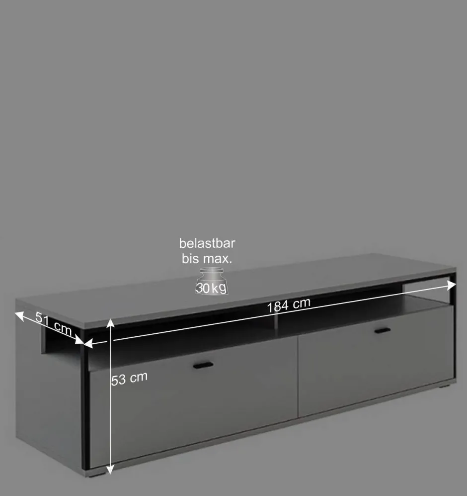 Wohnwand in Weiß und Schwarzgrau - Loazin (dreiteilig)^Wohnen Best
