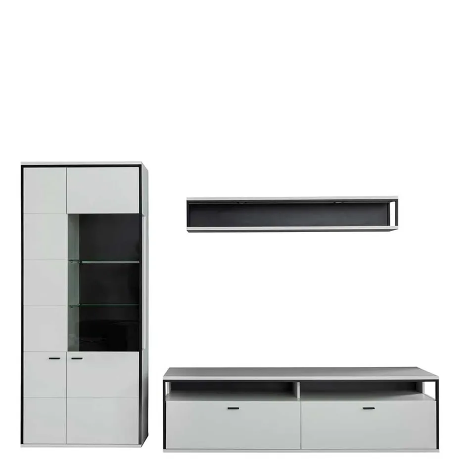 Wohnwand in Weiß und Schwarzgrau - Loazin (dreiteilig)^Wohnen Best