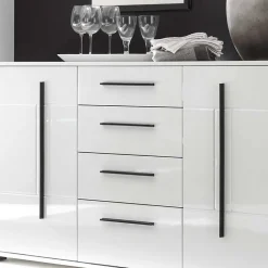 Wohnen Wohnwand Jetongos in Hochglanz Weiß (dreiteilig)