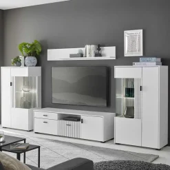 Wohnwand Kombination in Weiß - Dualkos (vierteilig)^Wohnen Discount