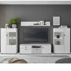 Wohnwand Kombination in Weiß - Dualkos (vierteilig)^Wohnen Discount