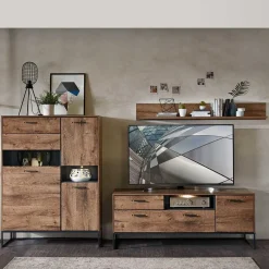 Wohnen Wohnwand Möbel im Industrial Style - Xindus (dreiteilig)