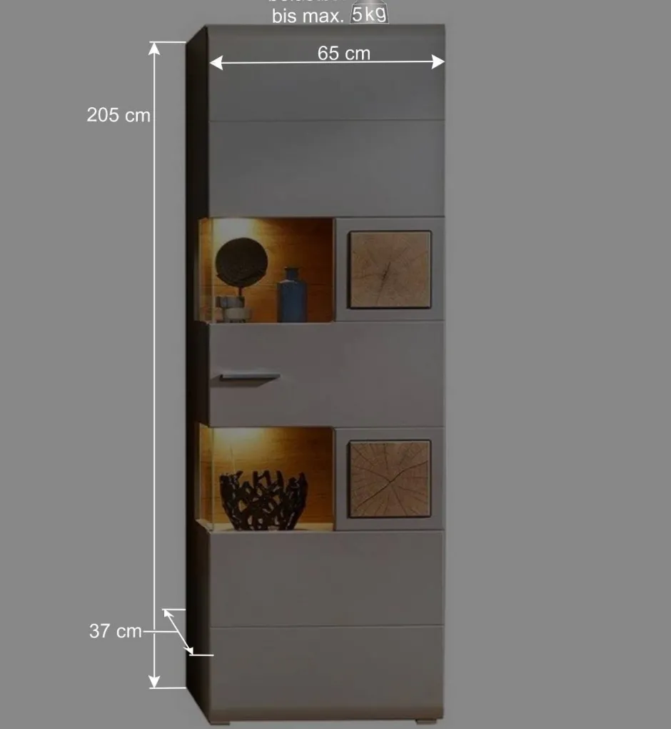 Wohnwand Möbel in Grau & Eiche - Fraguca (vierteilig)^Wohnen Discount
