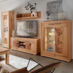 Wohnwand Möbelset aus Massivholz - Sarosca (vierteilig)^Wohnen