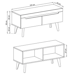 Wohnen Wohnwand Möbelset Skandi Style - Olcian (vierteilig)