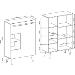 Wohnen Wohnwand Möbelset Skandi Style - Olcian (vierteilig)