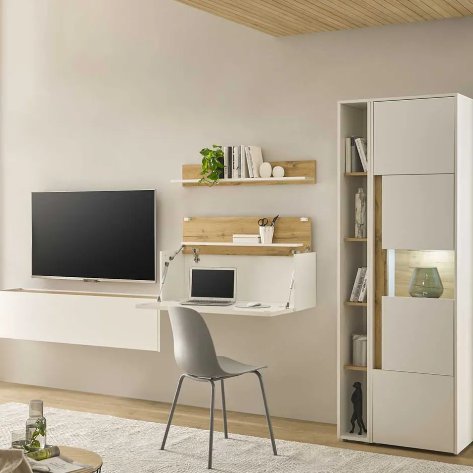 Wohnen Wohnwand mit Arbeitsplatz modern - Nonessia (fünfteilig)