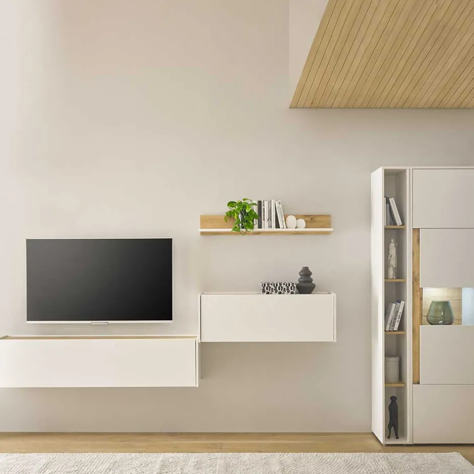 Wohnen Wohnwand mit Arbeitsplatz modern - Nonessia (fünfteilig)