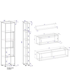 Wohnen Wohnwand mit Arbeitsplatz modern - Nonessia (fünfteilig)