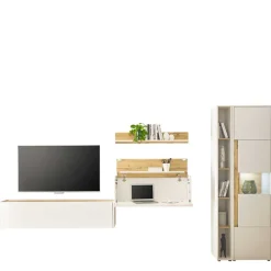 Wohnen Wohnwand mit Arbeitsplatz modern - Nonessia (fünfteilig)