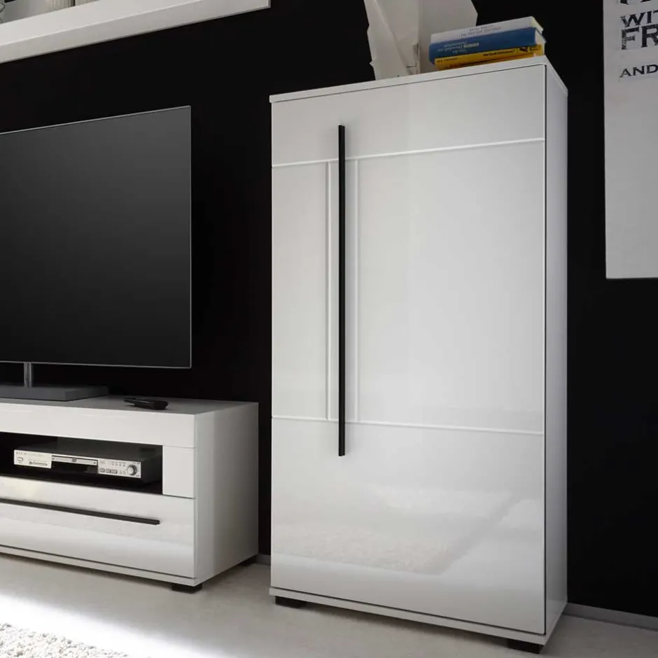 Wohnen Wohnwand Seitenschrank Jetongos in Weiß Hochglanz