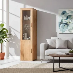 Wohnwand Standvitrine aus Holz - Teano^Wohnen Clearance