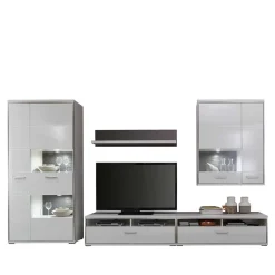 Wohnen Wohnwand Tacroma in Weiß Hochglanz (fünfteilig)