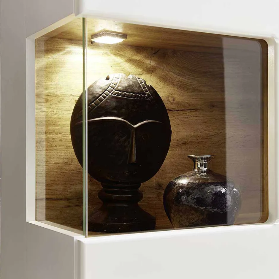 Wohnen Wohnwand Vitrine in Weiß Eiche - Lisepio
