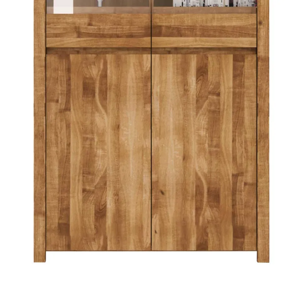 Wohnwand Vitrine Nadalia aus Wildeiche Massivholz^Wohnen Discount
