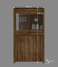 Wohnwand Vitrine Nadalia aus Wildeiche Massivholz^Wohnen Discount