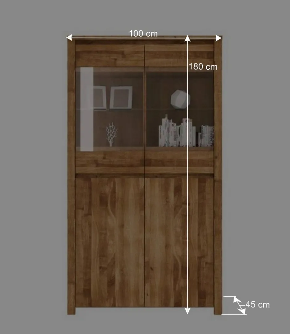 Wohnwand Vitrine Nadalia aus Wildeiche Massivholz^Wohnen Discount