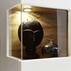 Wohnwand Vitrinenschrank in Weiß Eiche - Lisepio^Wohnen
