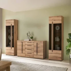 Wohnen Wohnzimmer Anbauwand in Eiche - Brocus (dreiteilig)