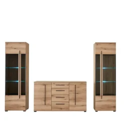 Wohnen Wohnzimmer Anbauwand in Eiche - Brocus (dreiteilig)