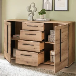 Wohnen Wohnzimmer Anbauwand in Eiche - Brocus (dreiteilig)