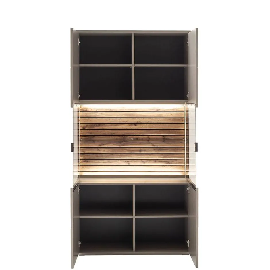 Wohnzimmer Anbauwand in Grau - Teorina (dreiteilig)^Wohnen Discount