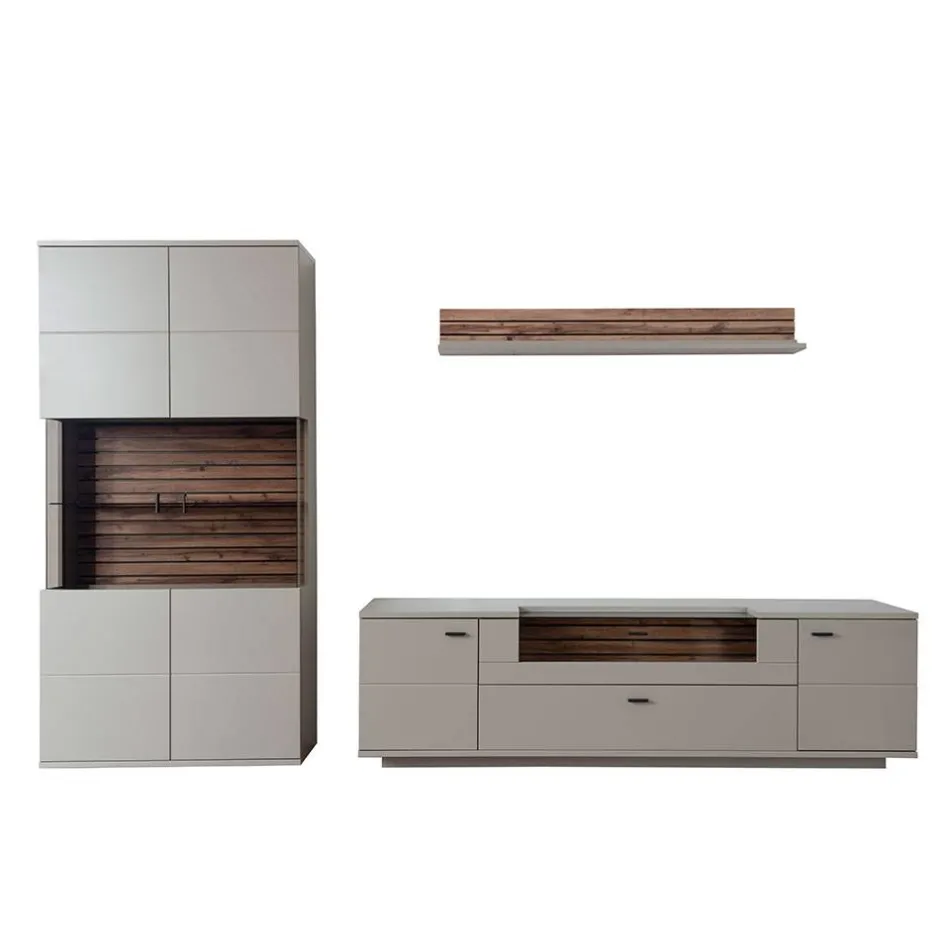 Wohnzimmer Anbauwand in Grau - Teorina (dreiteilig)^Wohnen Discount