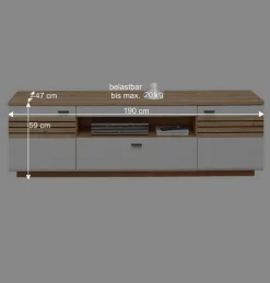 Wohnen Wohnzimmer Anbauwand in Weiß mit Wildeiche - Niam (dreiteilig)