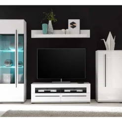 Wohnen Wohnzimmer Anbauwand Jetongos in Weiß Hochglanz (vierteilig)