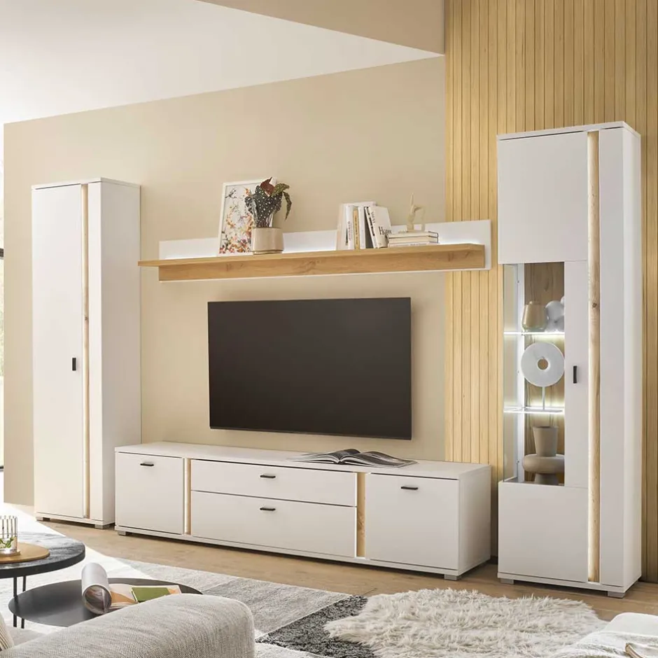 Wohnen Wohnzimmer Anbauwand Möbelset - Racelyn (vierteilig)