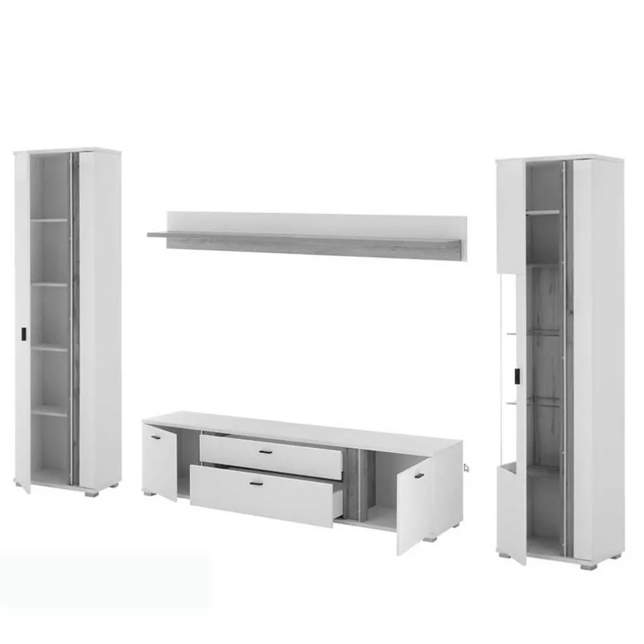 Wohnen Wohnzimmer Anbauwand Möbelset - Racelyn (vierteilig)