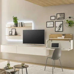 Wohnen Wohnzimmer Anbauwand Set hängend - Nonessia (vierteilig)