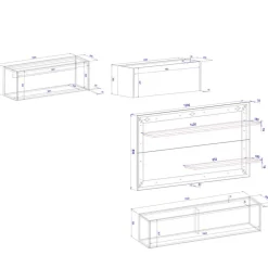Wohnen Wohnzimmer Anbauwand Set hängend - Nonessia (vierteilig)