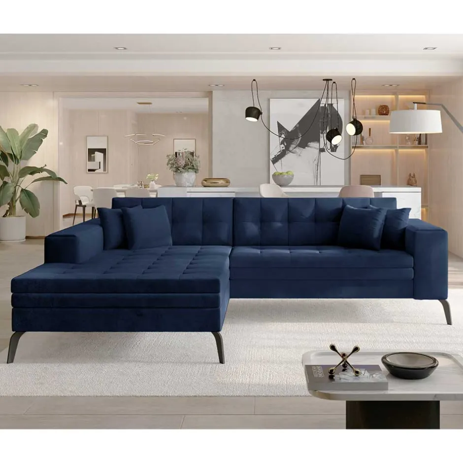 Wohnen Wohnzimmer Eckcouch in Dunkelblau - Asbro