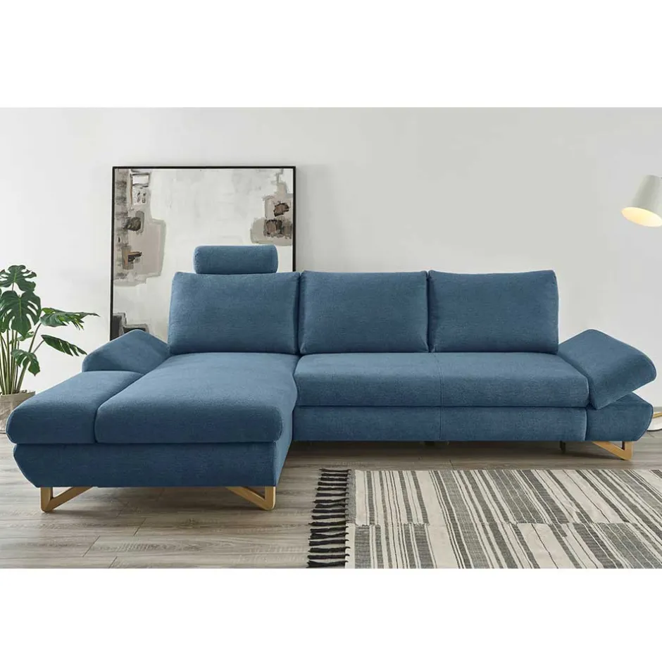 Wohnen Wohnzimmer Ecksofa in Blau - Baonga