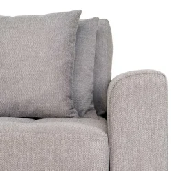 Wohnen Wohnzimmer Ecksofa in Hellgrau mit Buche - Lelyo