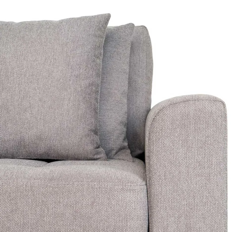 Wohnen Wohnzimmer Ecksofa in Hellgrau mit Buche - Lelyo