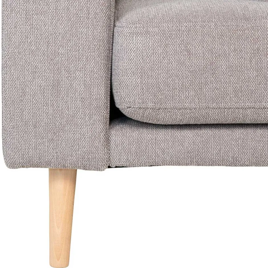 Wohnen Wohnzimmer Ecksofa in Hellgrau mit Buche - Lelyo