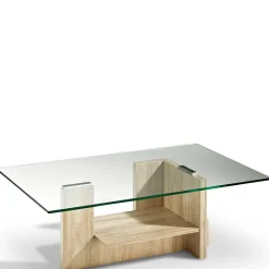 Wohnzimmer Glastisch auf Säulengestell mit Ablage - Durense^Wohnen Best