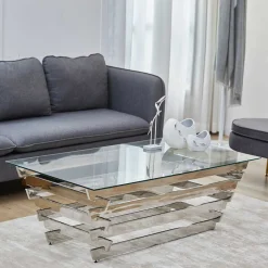 Wohnen Wohnzimmer Glastisch mit Designgestell - Ludo