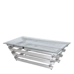 Wohnen Wohnzimmer Glastisch mit Designgestell - Ludo