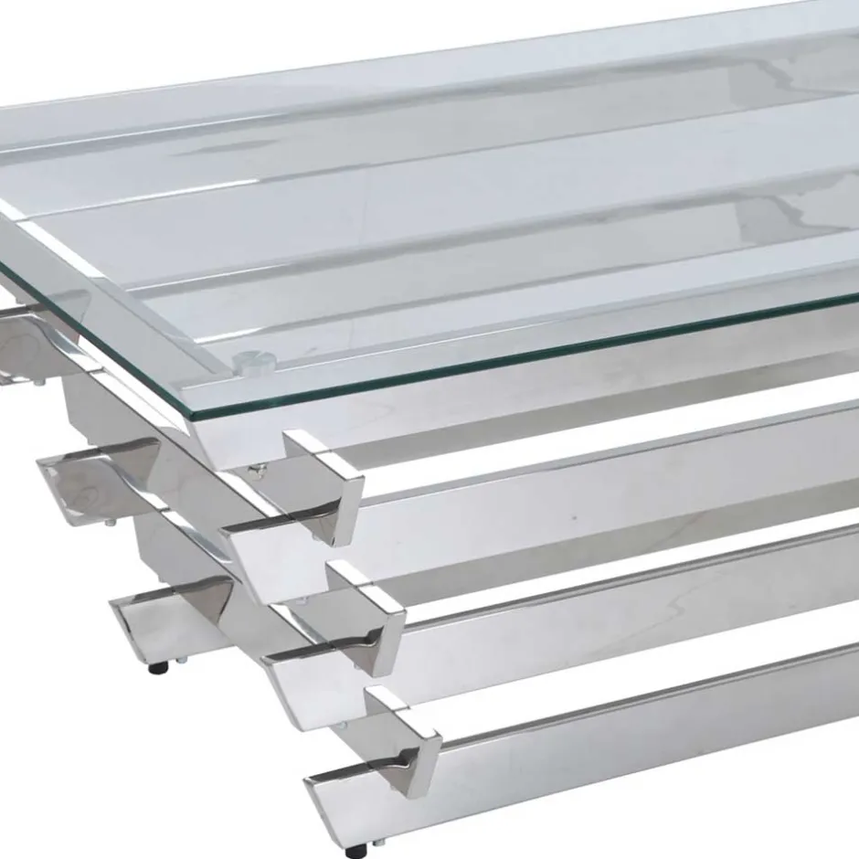 Wohnen Wohnzimmer Glastisch mit Designgestell - Ludo