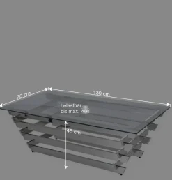 Wohnen Wohnzimmer Glastisch mit Designgestell - Ludo