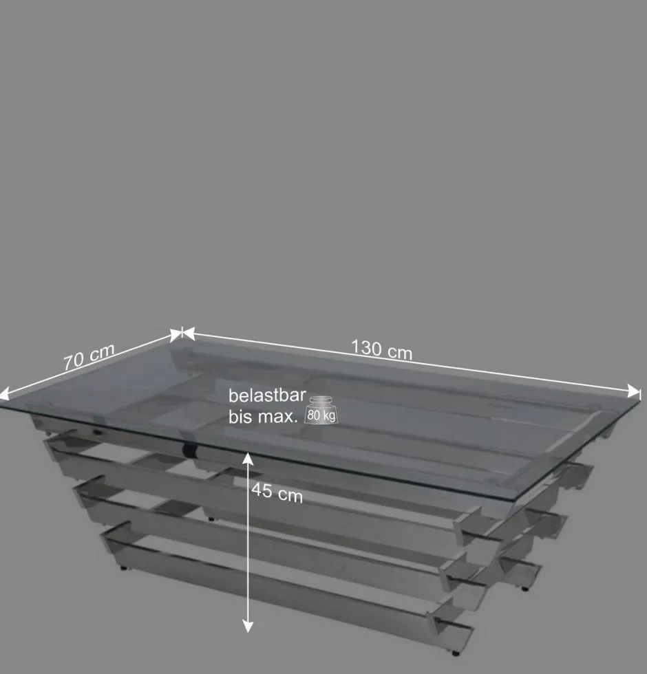 Wohnen Wohnzimmer Glastisch mit Designgestell - Ludo