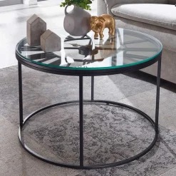 Wohnen Wohnzimmer Glastisch mit Zifferblatt - Uhren Look - Jannios