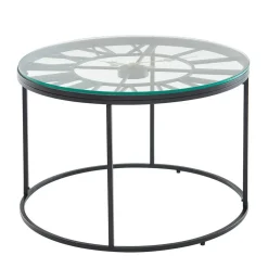 Wohnen Wohnzimmer Glastisch mit Zifferblatt - Uhren Look - Jannios