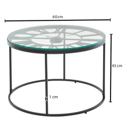 Wohnen Wohnzimmer Glastisch mit Zifferblatt - Uhren Look - Jannios