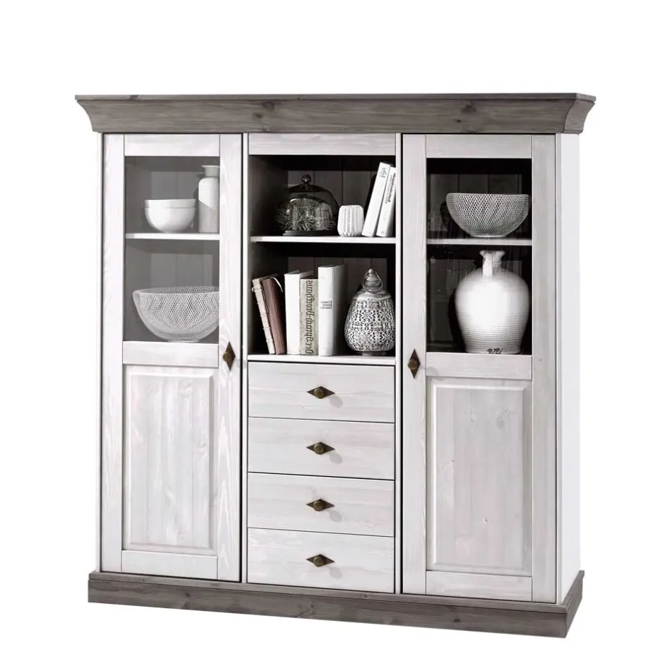 Wohnen Wohnzimmer Highboard Mirandesca in Grau Weiß